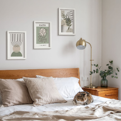 Framed triptych Geometric abstract botanical patterns poster