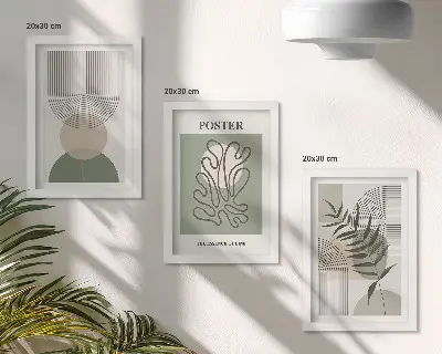 Geometric abstract botanical patterns poster framed triptych