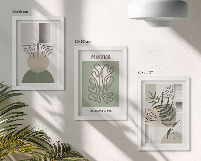 Framed triptych Geometric abstract botanical patterns poster