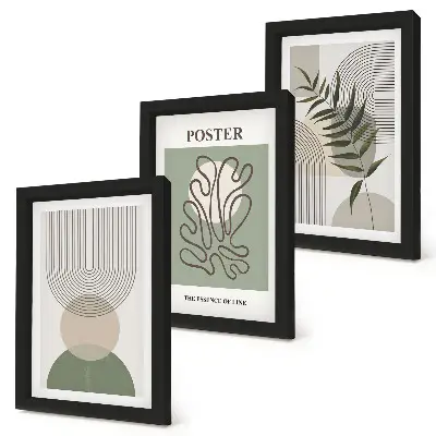 Geometric abstract botanical patterns poster framed triptych