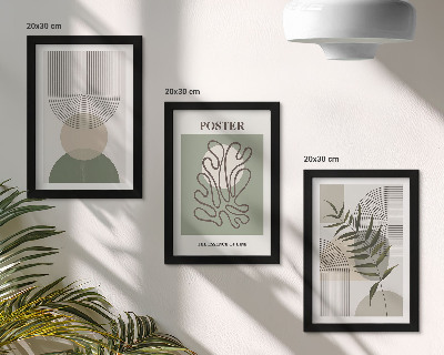 Framed triptych Geometric abstract botanical patterns poster