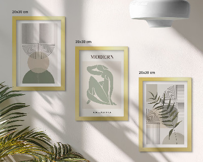 3-piece wall art set Stylish graphics with abstract shapes and plants