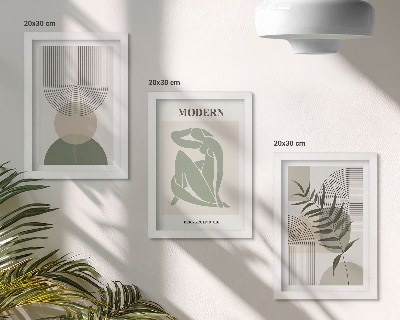 3-piece wall art set Stylish graphics with abstract shapes and plants