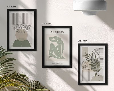 3-piece wall art set Stylish graphics with abstract shapes and plants