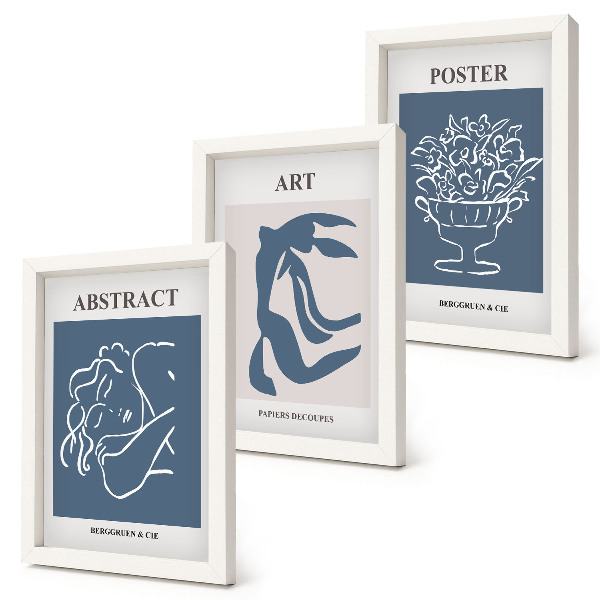 Framed triptych Matisse's stylish abstract patterns with figures and flowers