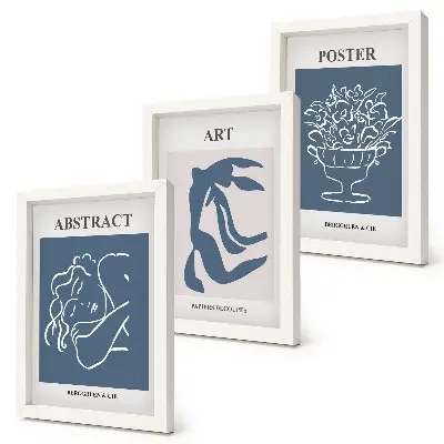 Framed triptych featuring Matisse's stylish abstract patterns with figures and flowers