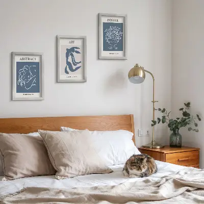 Framed triptych featuring Matisse's stylish abstract patterns with figures and flowers