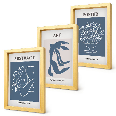Framed triptych Matisse's stylish abstract patterns with figures and flowers