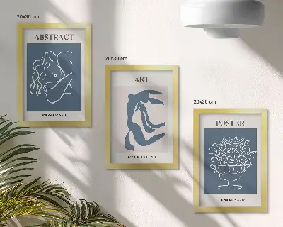 Framed triptych featuring Matisse's stylish abstract patterns with figures and flowers