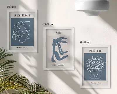 Framed triptych featuring Matisse's stylish abstract patterns with figures and flowers