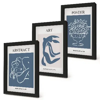 Framed triptych featuring Matisse's stylish abstract patterns with figures and flowers