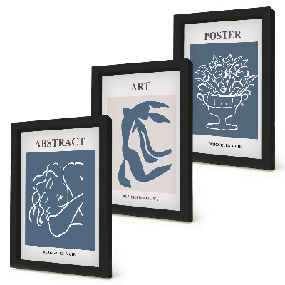 Framed triptych Matisse's stylish abstract patterns with figures and flowers