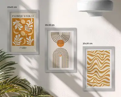 3-piece wall art set floral and geometric pattern fashion posters