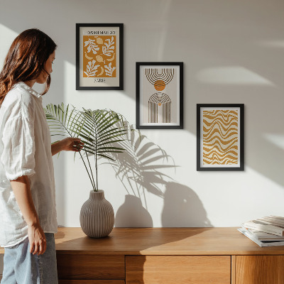 3-piece wall art set Floral and geometric patterns fashion posters