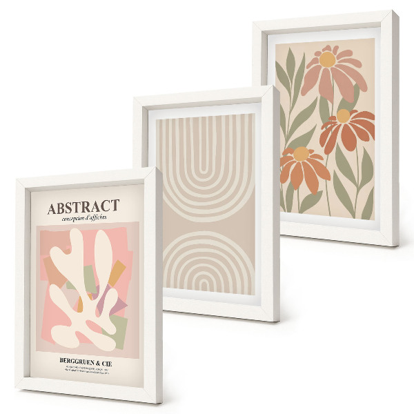 Photo frame wall Abstract shapes with plant motifs in pastels