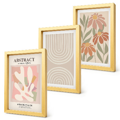 Photo frame wall Abstract shapes with plant motifs in pastels