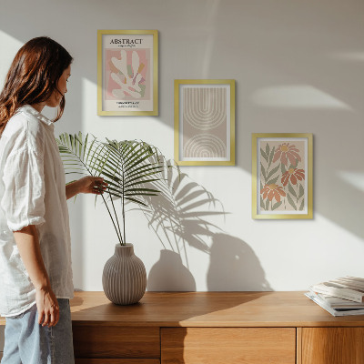 Photo frame wall Abstract shapes with plant motifs in pastels