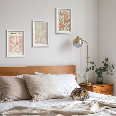 Photo frame wall Abstract shapes with plant motifs in pastels
