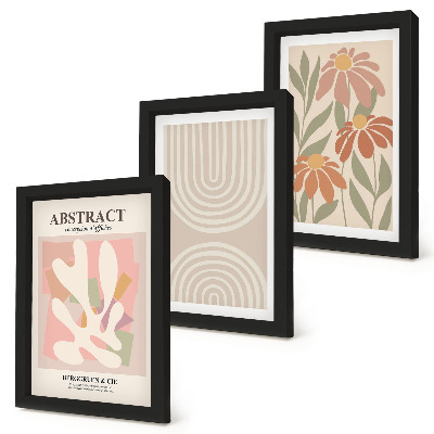 Photo frame wall Abstract shapes with plant motifs in pastels