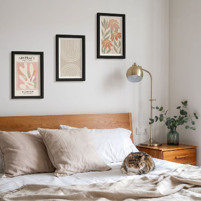 Photo frame wall Abstract shapes with plant motifs in pastels