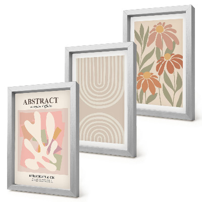 Photo frame wall Abstract shapes with plant motifs in pastels