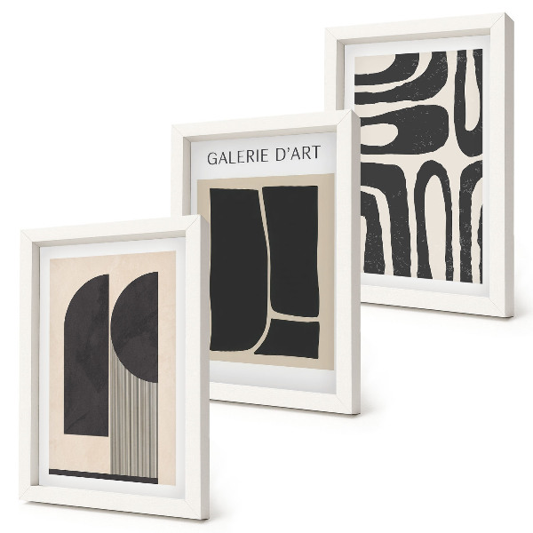 Framed triptych Abstract shapes minimalist posters
