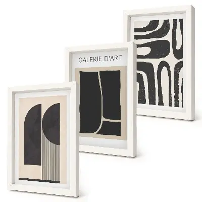 Abstract shapes minimalist posters framed triptych