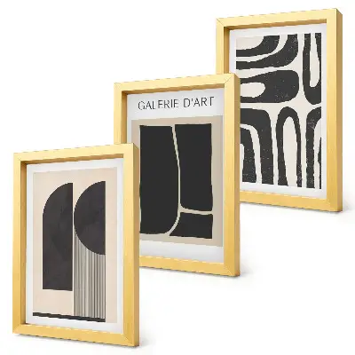 Abstract shapes minimalist posters framed triptych