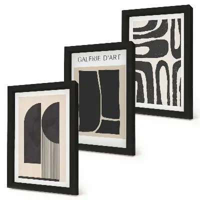 Abstract shapes minimalist posters framed triptych