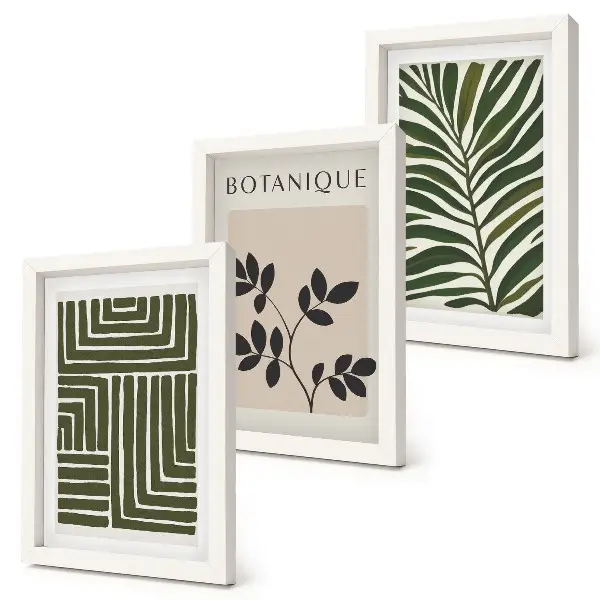 3-piece botanical wall art set in a boho minimalist style