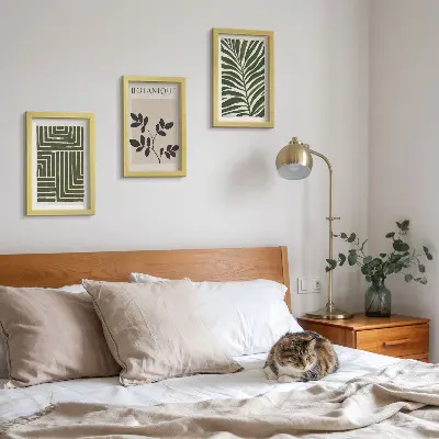 3-piece botanical wall art set in a boho minimalist style