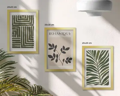 3-piece botanical wall art set in a boho minimalist style