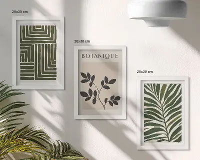 3-piece botanical wall art set in a boho minimalist style
