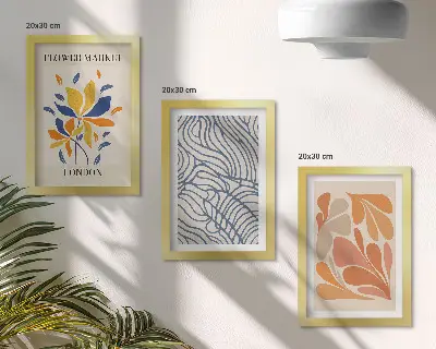 Modern style flowers with abstract patterns framed triptych