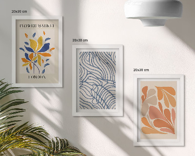 Framed triptych Modern style flowers with abstract patterns