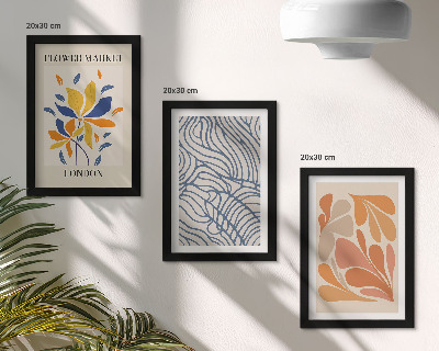 Framed triptych Modern style flowers with abstract patterns