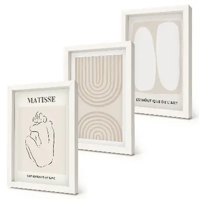 3-piece wall art set with stylish lines and minimalist shapes in neutral tones