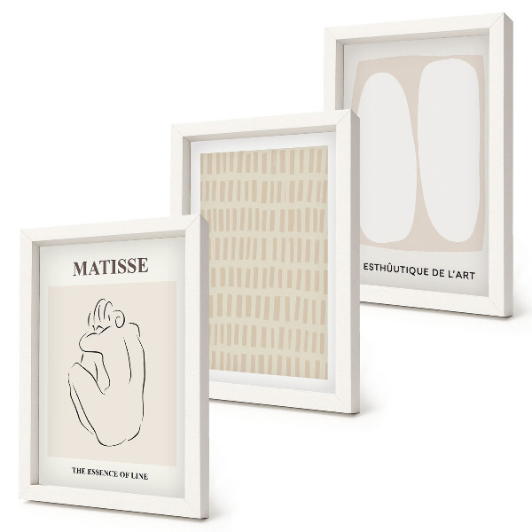 Photo frame wall Lines and shapes in shades of beige and white