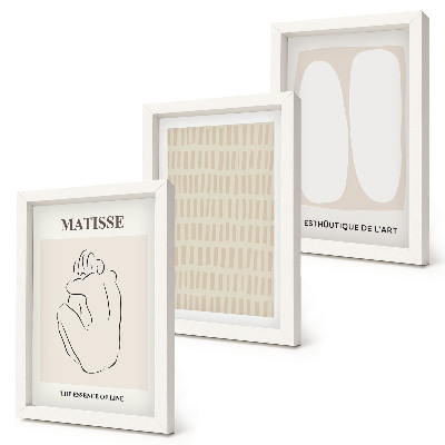 Photo frame wall Lines and shapes in shades of beige and white