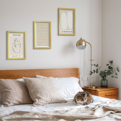 Photo frame wall Lines and shapes in shades of beige and white