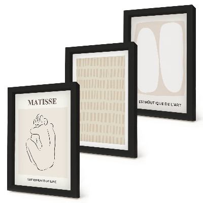 Photo frame wall Lines and shapes in shades of beige and white