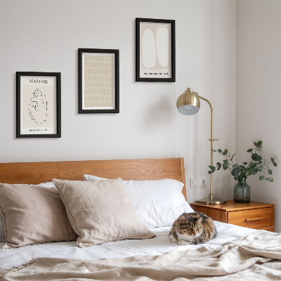 Photo frame wall Lines and shapes in shades of beige and white