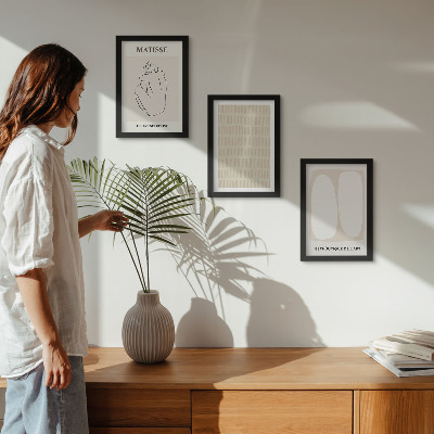 Photo frame wall Lines and shapes in shades of beige and white