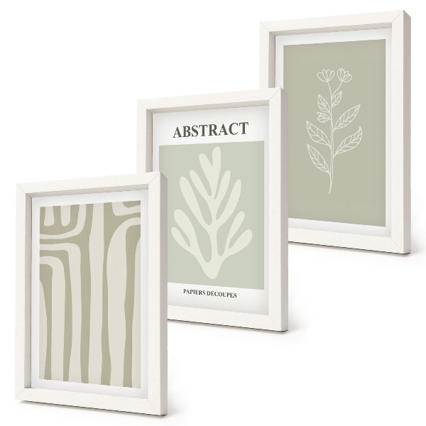 Framed triptych Abstract plant patterns in subdued colors