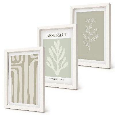 Framed triptych Abstract plant patterns in subdued colors