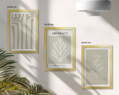 Framed triptych Abstract plant patterns in subdued colors