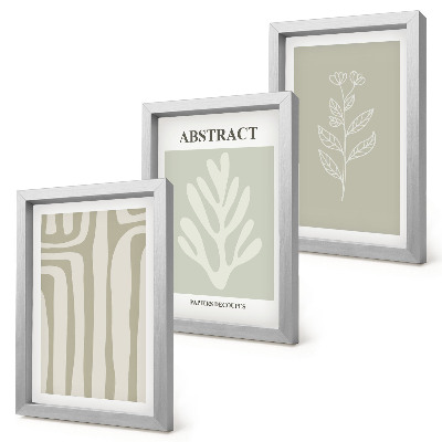 Framed triptych Abstract plant patterns in subdued colors