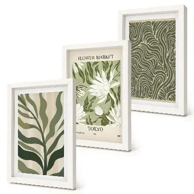 3-piece botanical wall art set boho style plant patterns