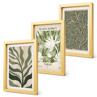 3-piece wall art set Plant patterns, botanical decorations, boho style