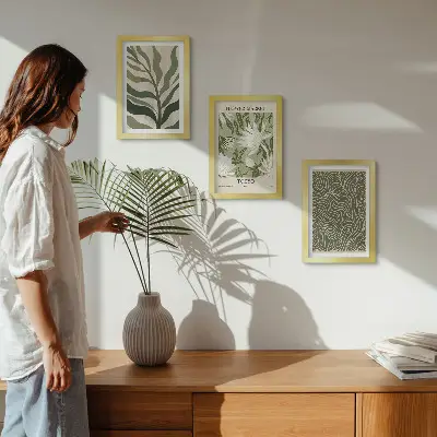 3-piece botanical wall art set boho style plant patterns